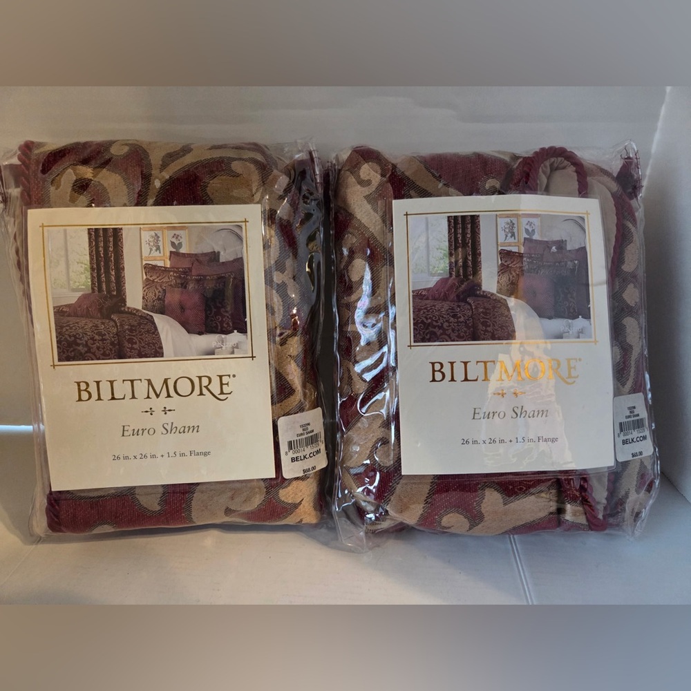 Set Of 2 Biltmore Euro Shams In Package 26” Pillow Maroon Gold